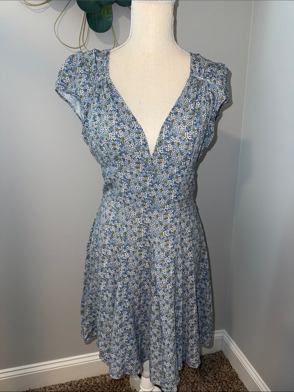 Denim & Supply Ralph Lauren Blue Floral V-Neck Mini Dress